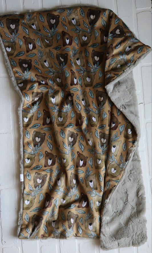 Bear + Eucalyptus XL Lovey Blanket (larger size)
