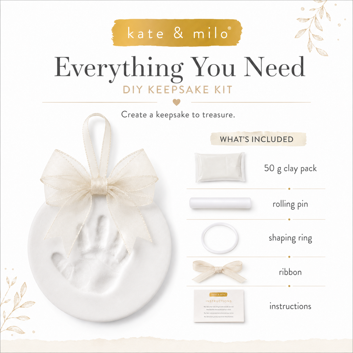 Baby Handprint & Footprint Christmas Ornament Kit, Ivory