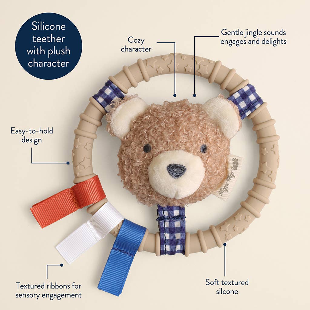 *NEW* Itzy Ring Pal™ - Teething Ring with Plush Character: Taupe Bear