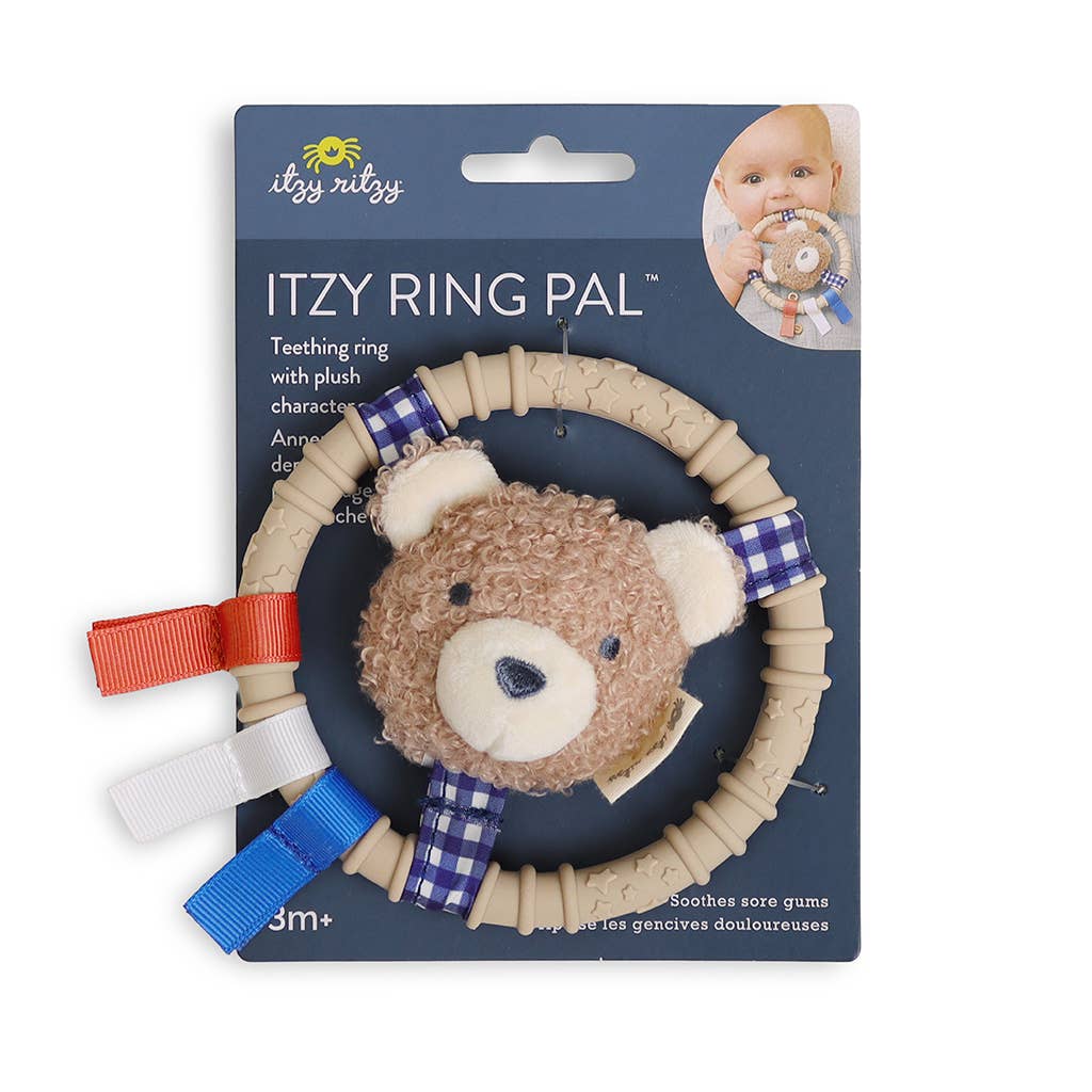 *NEW* Itzy Ring Pal™ - Teething Ring with Plush Character: Taupe Bear