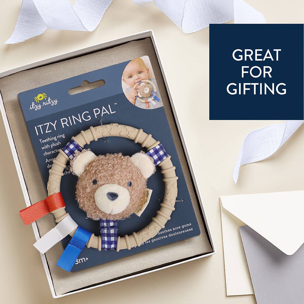 *NEW* Itzy Ring Pal™ - Teething Ring with Plush Character: Taupe Bear