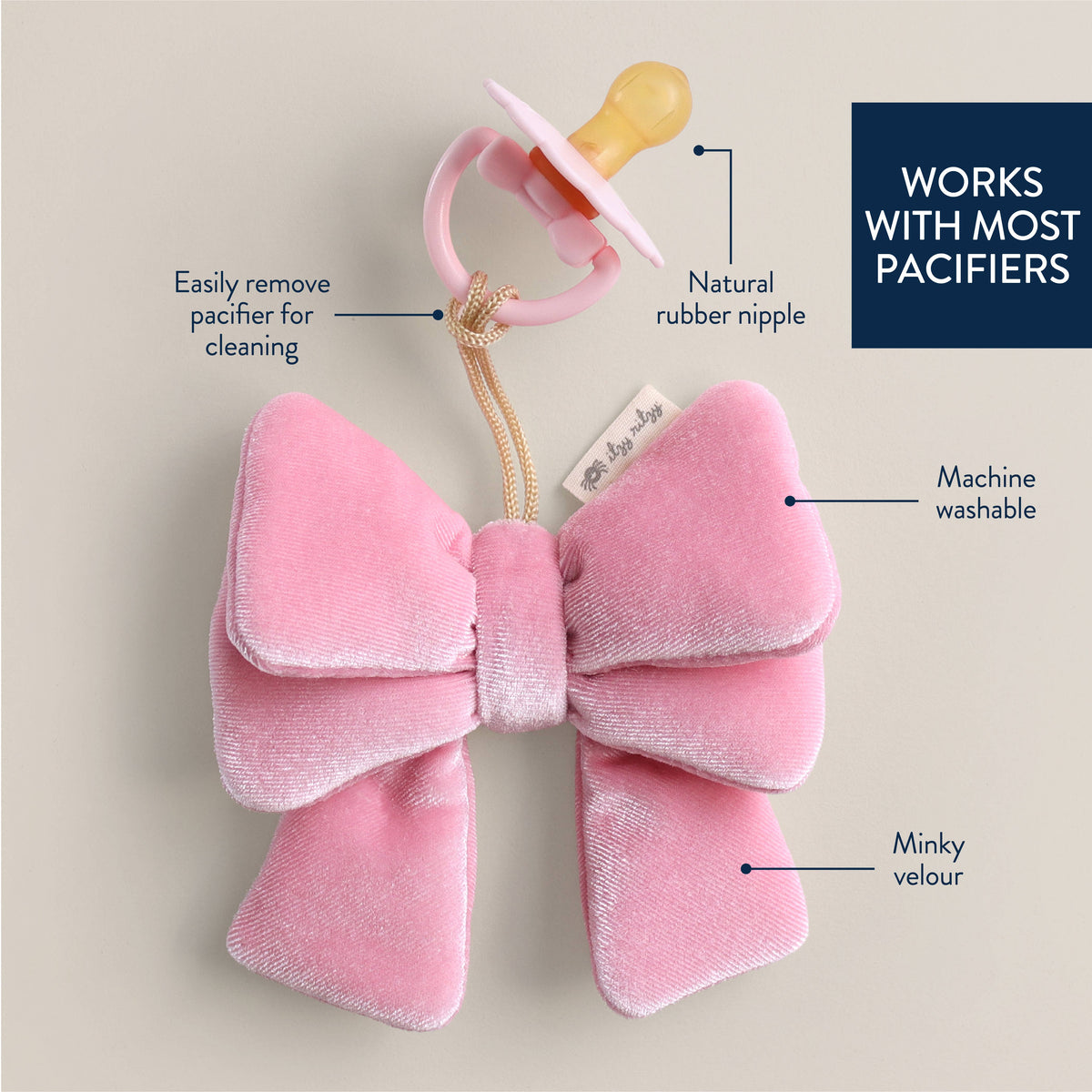 *NEW OPTIONS* Bitzy Pal Natural Rubber Pacifier & Plush: Bear