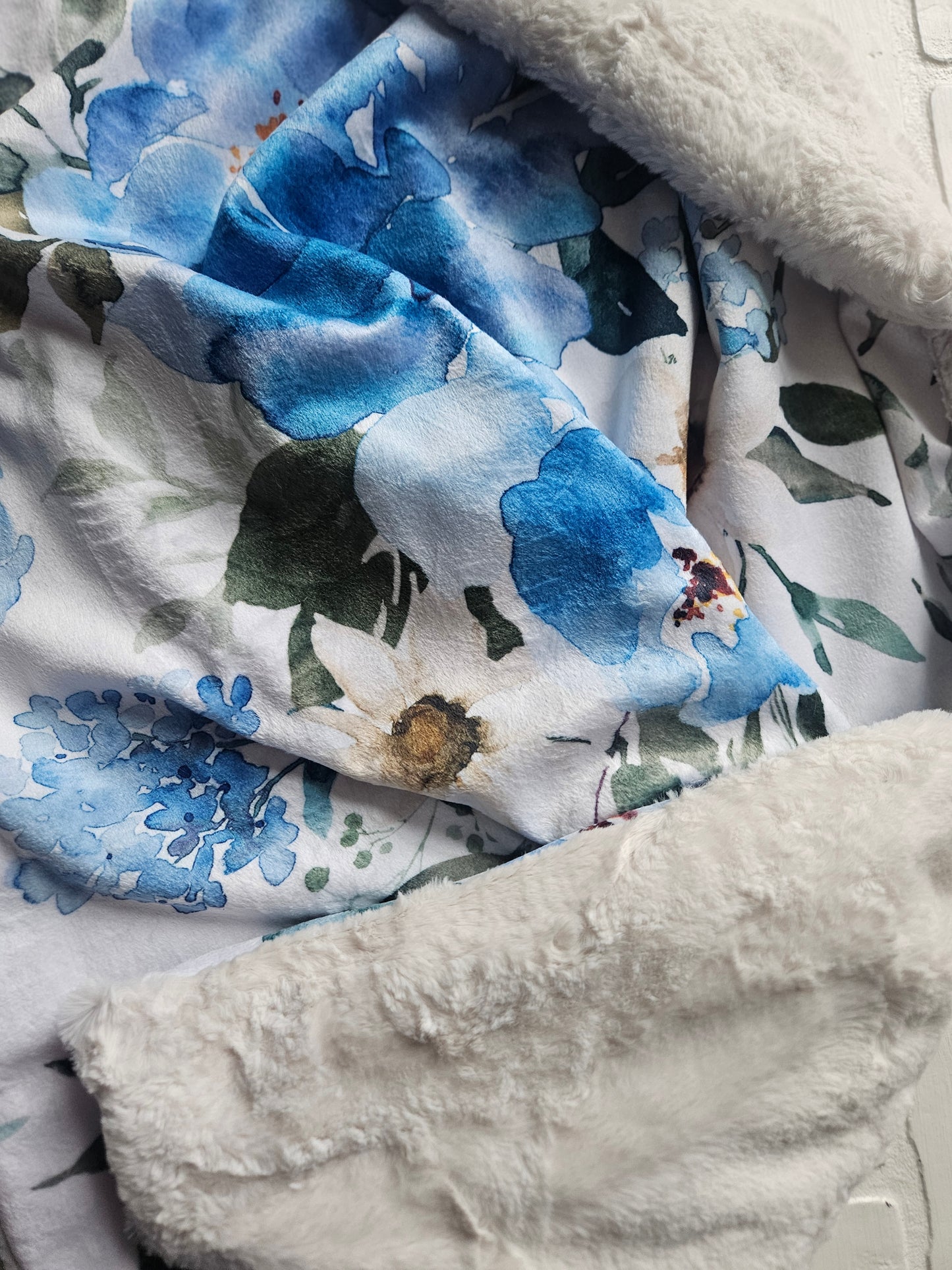 Blue Floral XL Lovey Blanket (larger size)