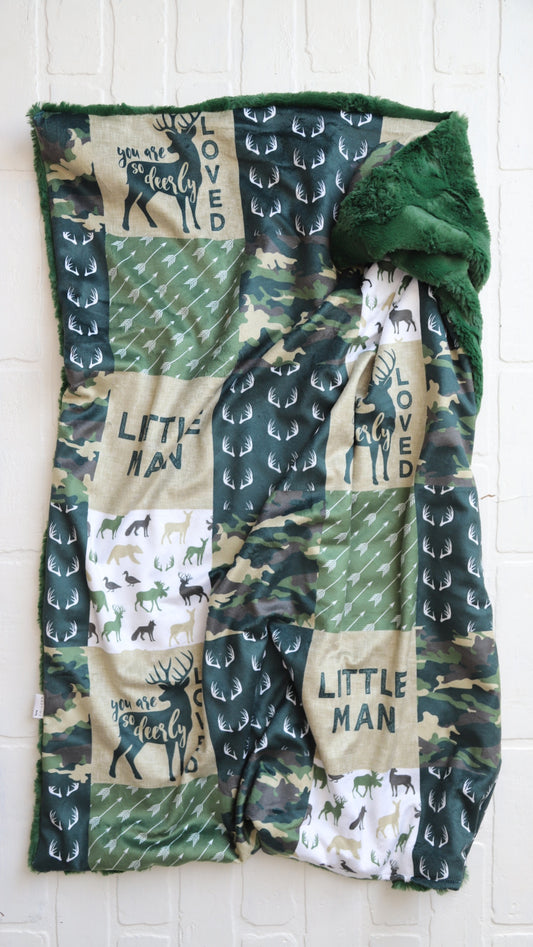 I love you Dearly Green Quilt XL Lovey Blanket (larger size)