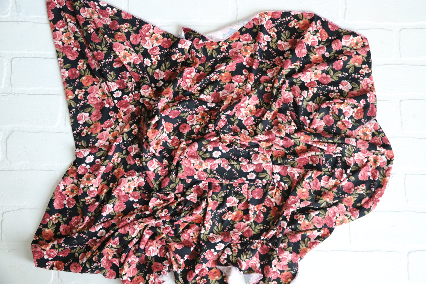 Black with Maroon Floral Hat/Swaddle Set