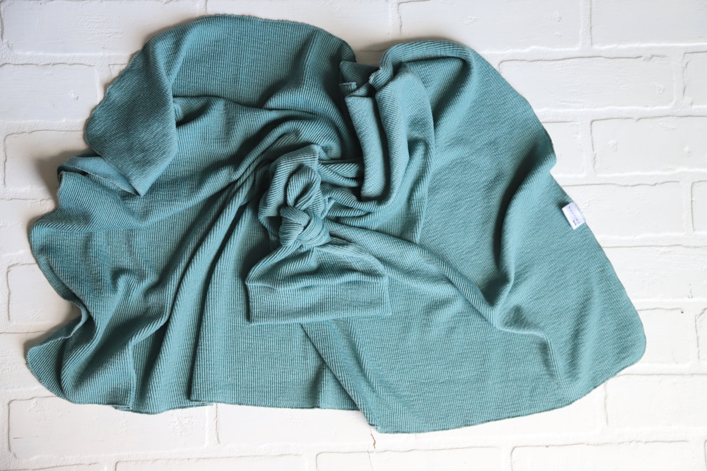 Teal Blue Ribbed Hat/Swaddle Set