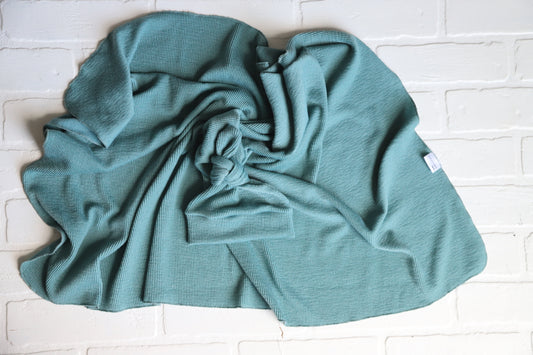 Teal Blue Ribbed Hat/Swaddle Set