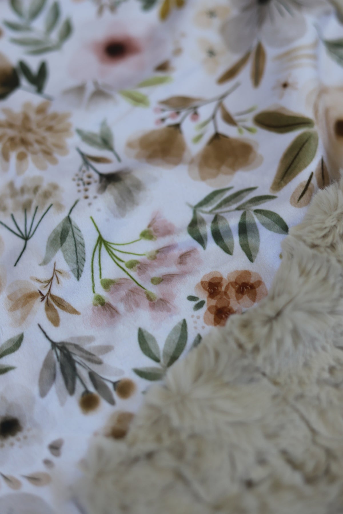 Neutral Watercolor Floral Lovey Blanket