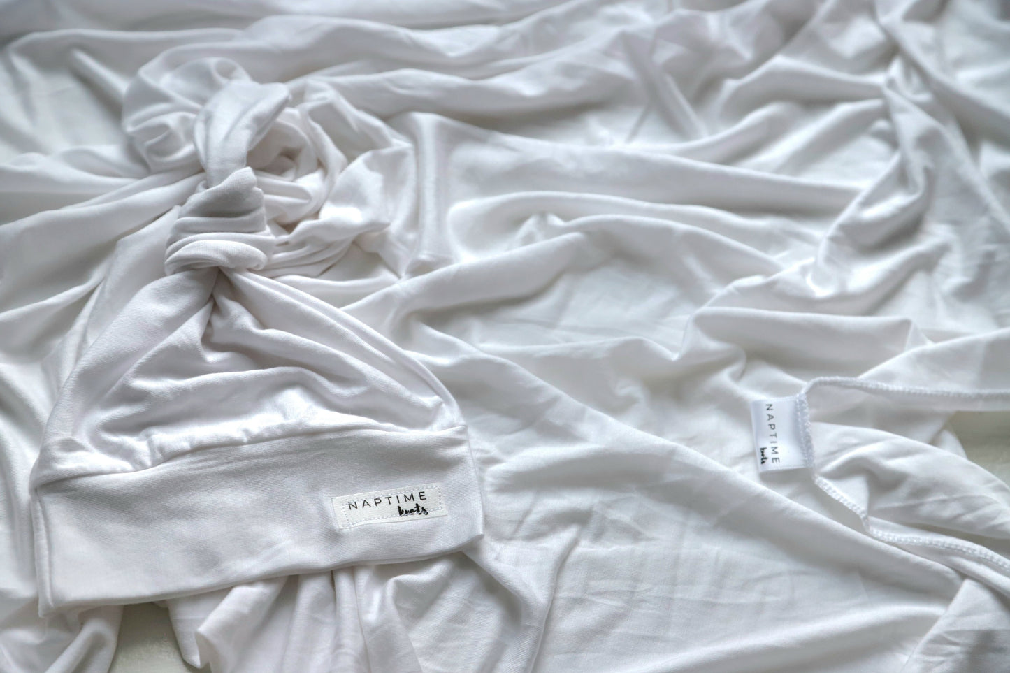 Pure White Hat/Swaddle Set