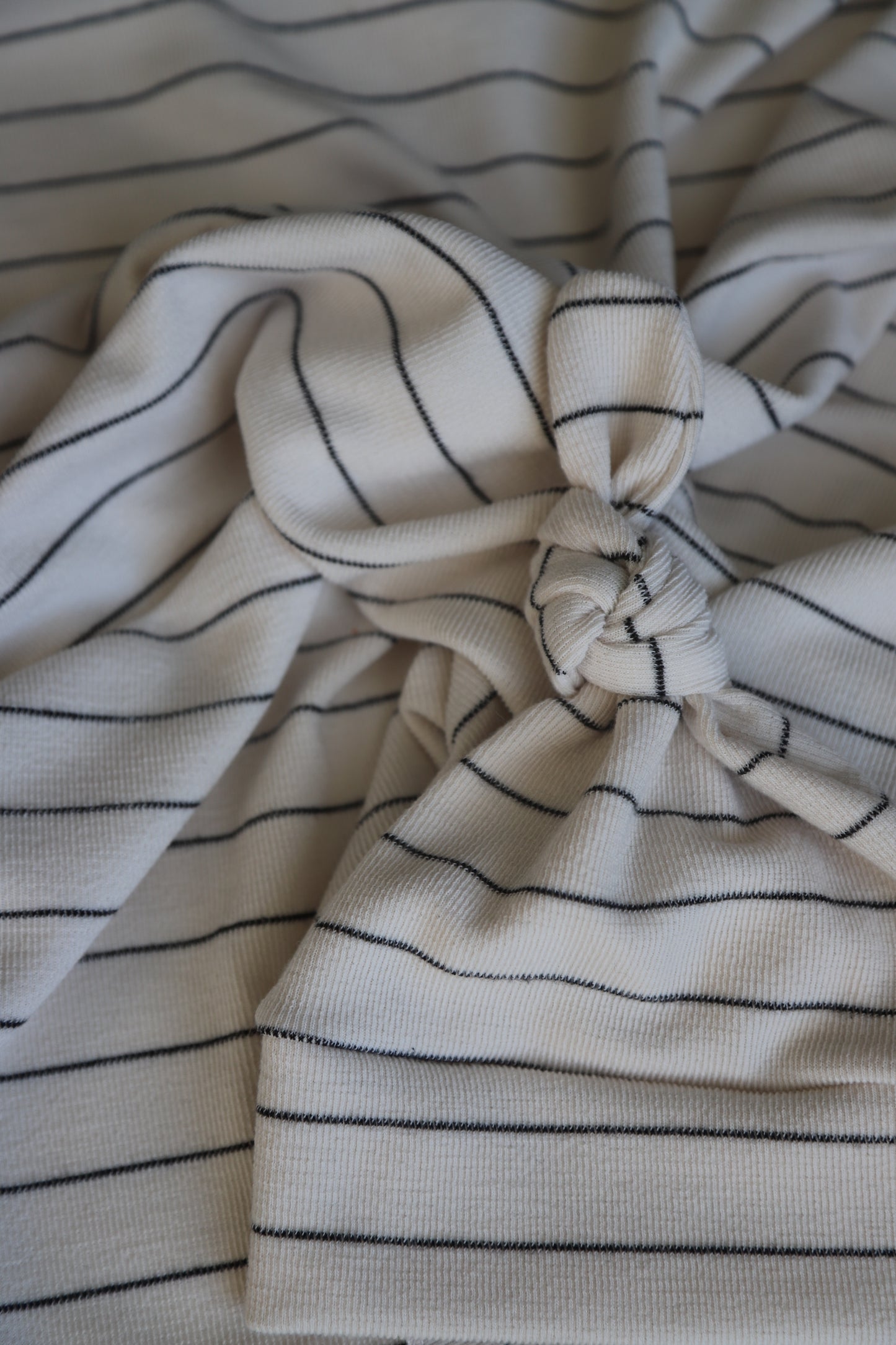 Charcoal Thin Stripe Hat/Swaddle Set