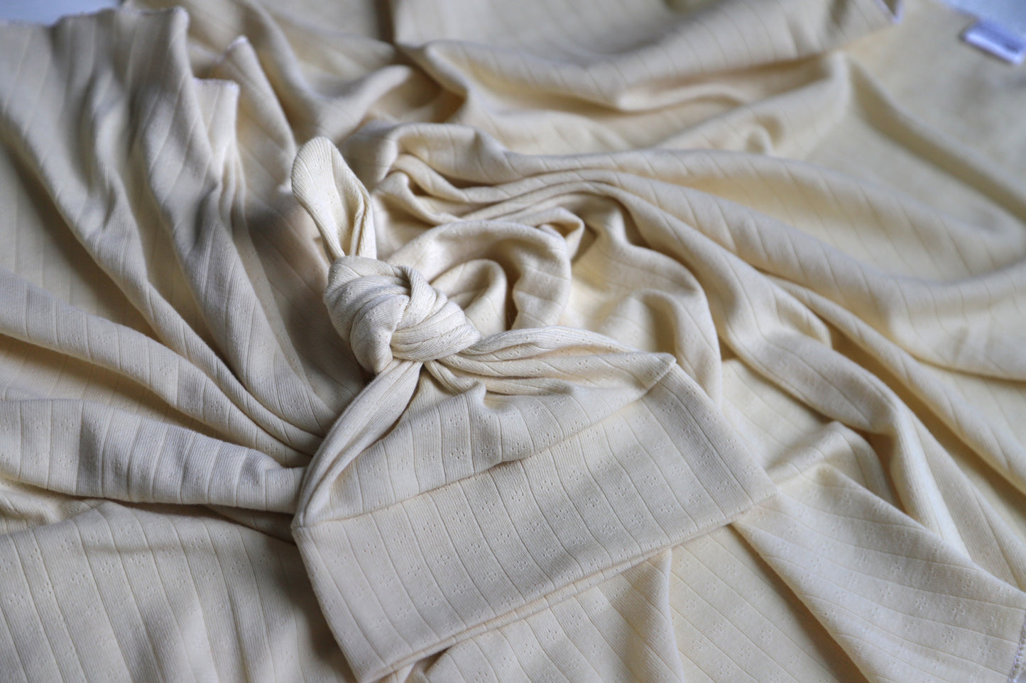 Butter Yellow Pointelle Hat/Swaddle Set
