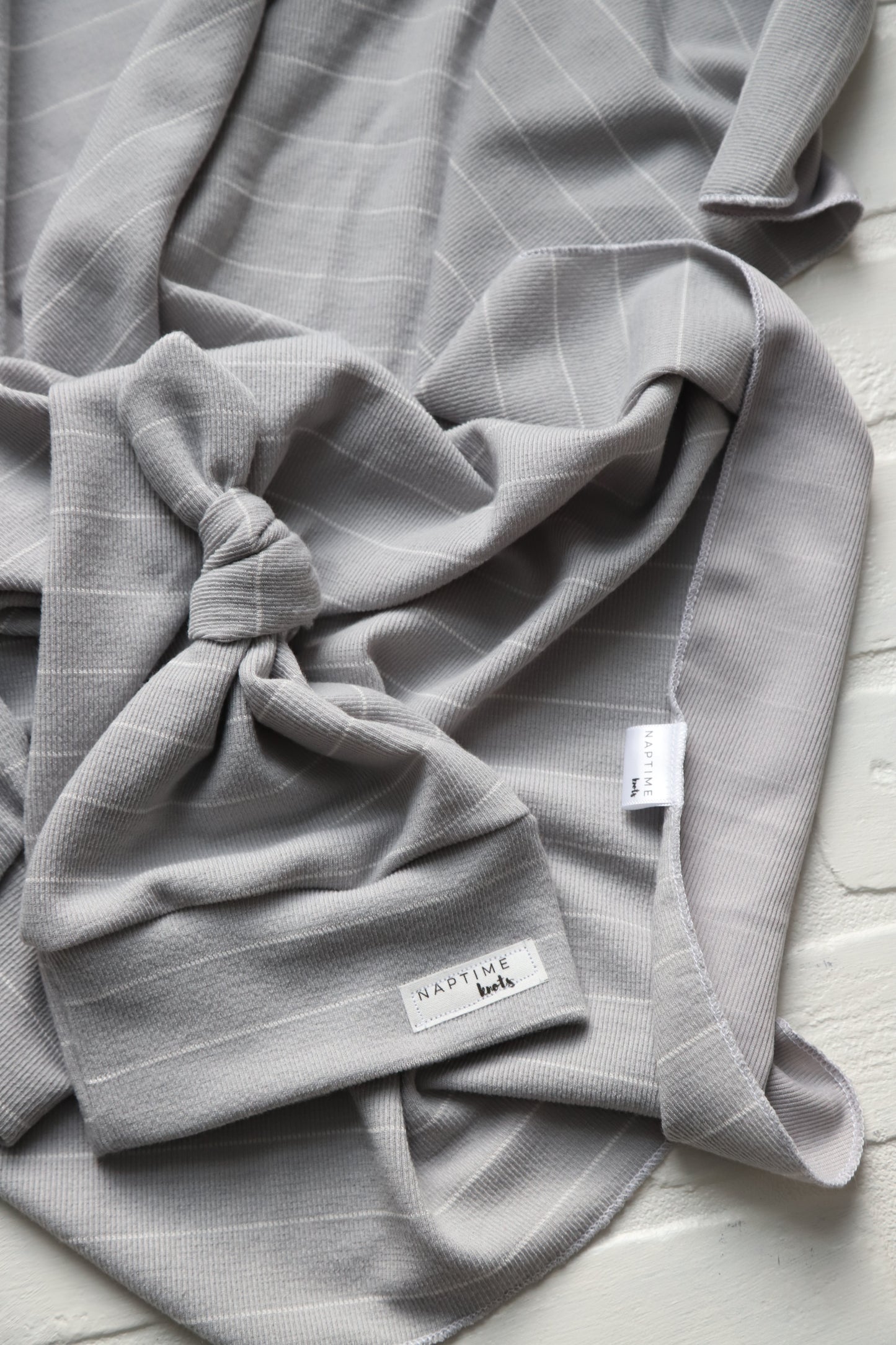 Grey Stripe Hat/Swaddle Set