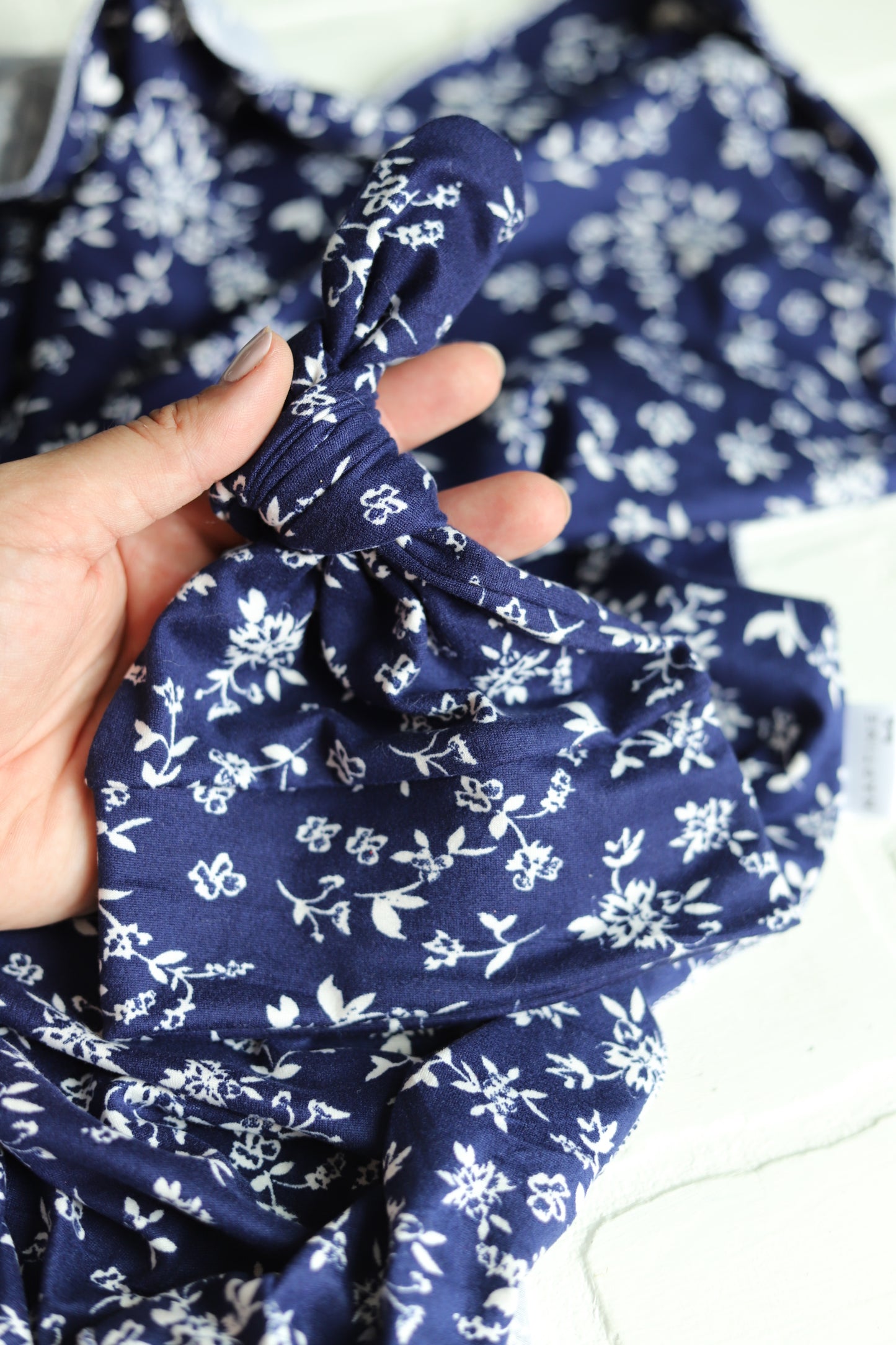Navy Floral Newborn Hat/Swaddle Set