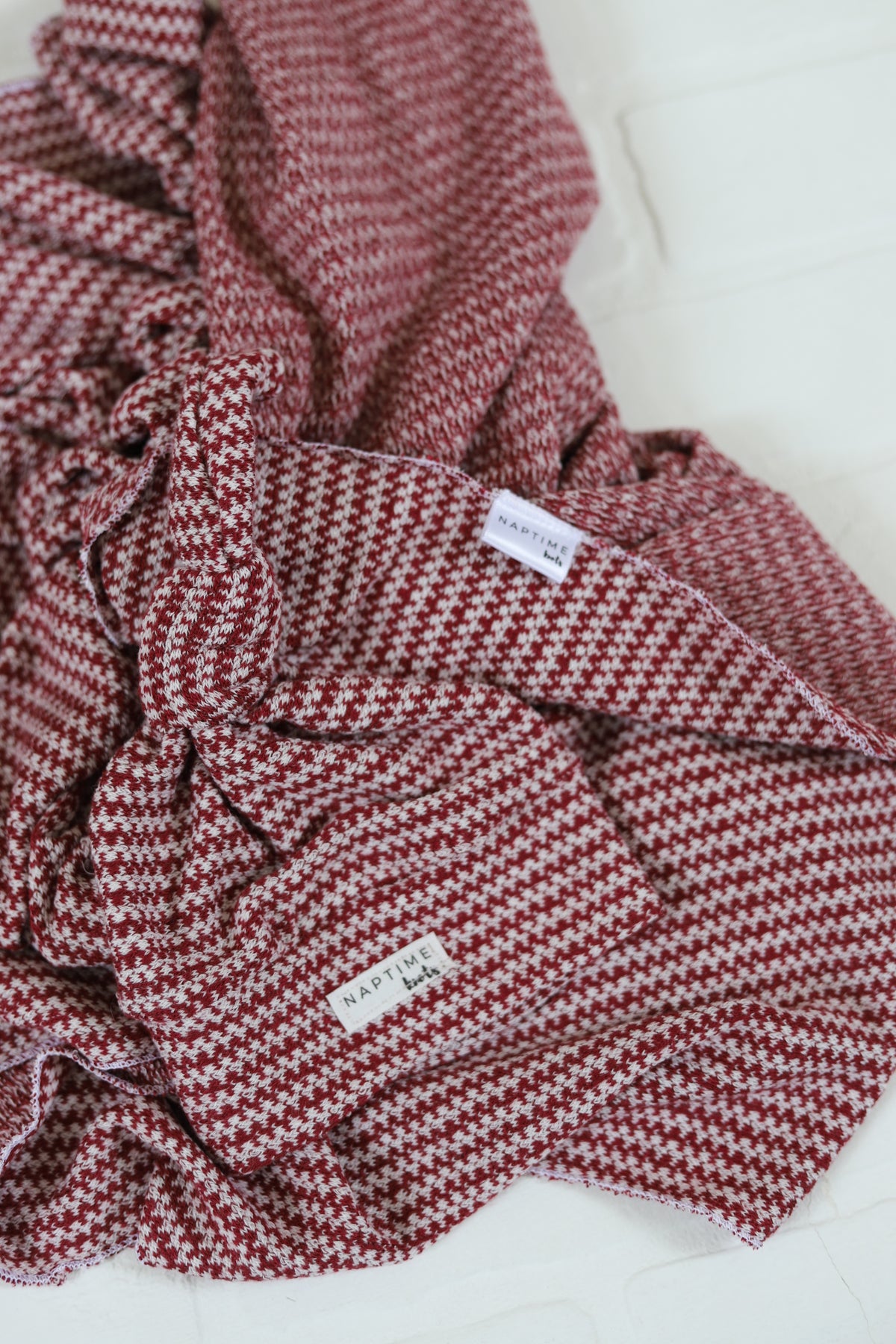 Maroon Houndstooth Hat/Swaddle Set