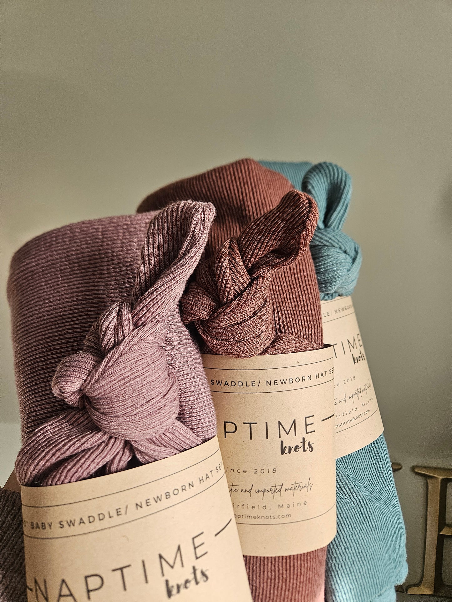 Chocolate Ribbed Hat/Swaddle Set