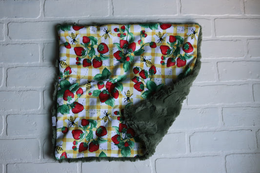 Green Strawberry Field Lovey Blanket