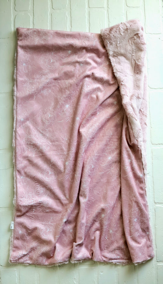 Dusty Pink Peonies Sketch XL Lovey Blanket (larger size)