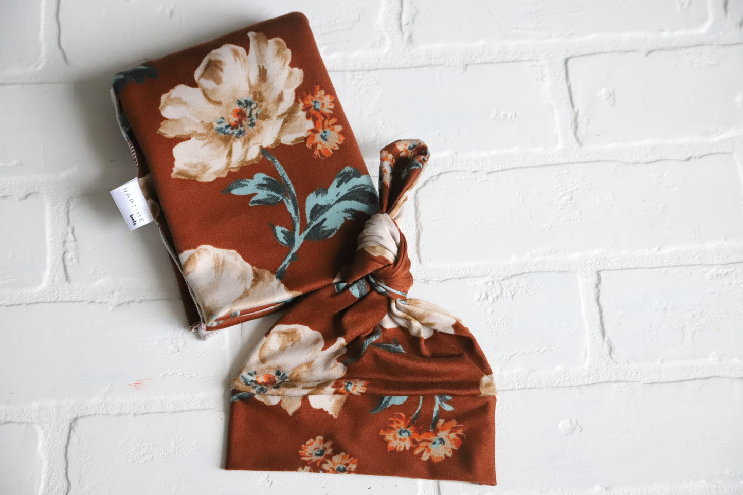 Brielle Brown Floral Hat/Swaddle Set