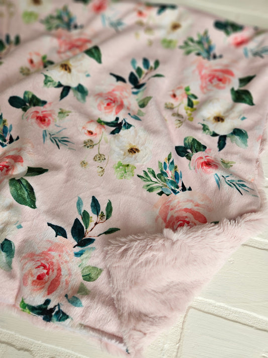 Pink Floral Lovey Blanket