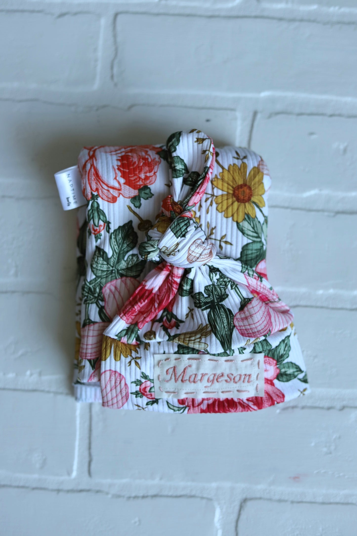 Natalie Floral Ribbed Newborn Hat/Swaddle Set
