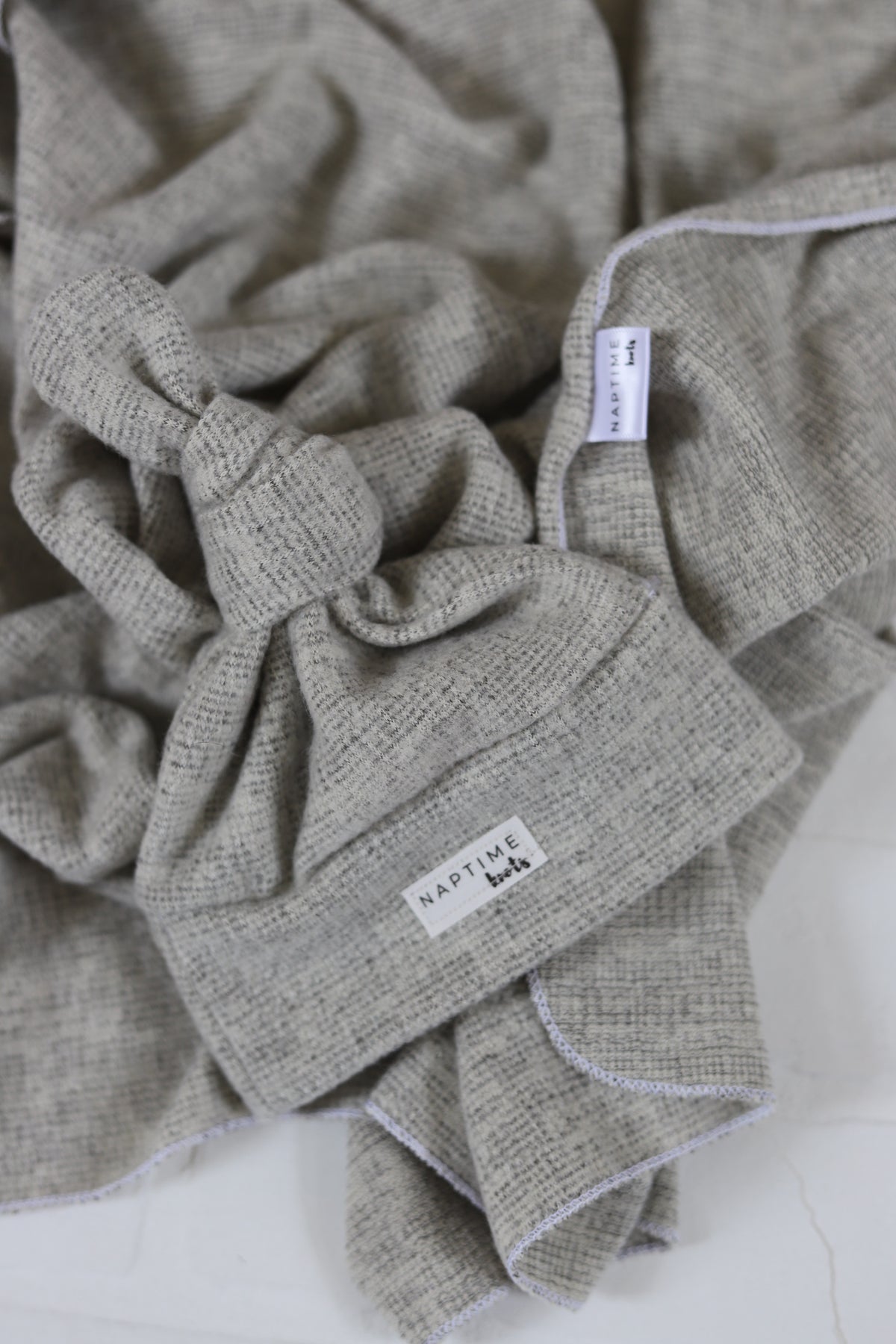 Heather Grey Sweater Knit Hat/Swaddle Set