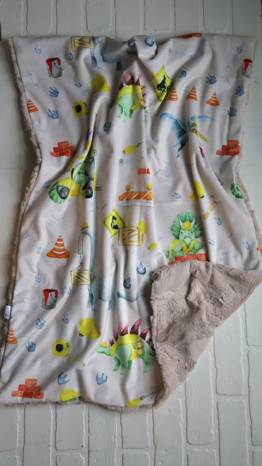 Dinosuar Construction Site XL Lovey Blanket (larger size)