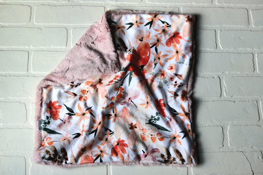 Cottagecore Peach Floral Lovey Blanket