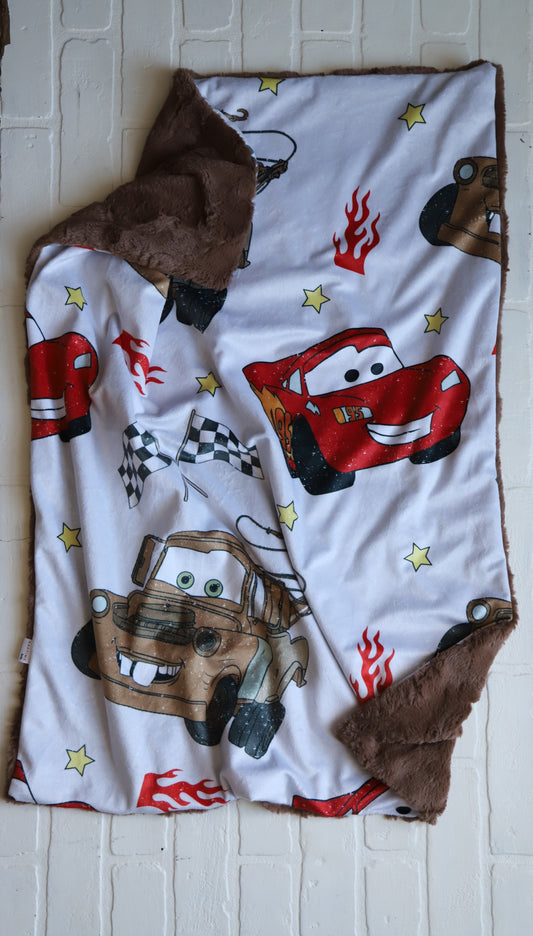 Lighting McQueen + Tow Mater XL Lovey Blanket (larger size) (Copy)