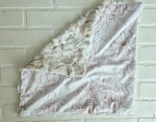 Cream Peony (floral) Lovey Blanket-