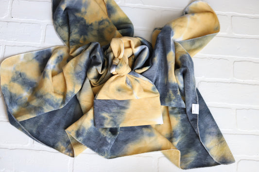 Yellow Tie Dye Fleece Hat/Swaddle Set