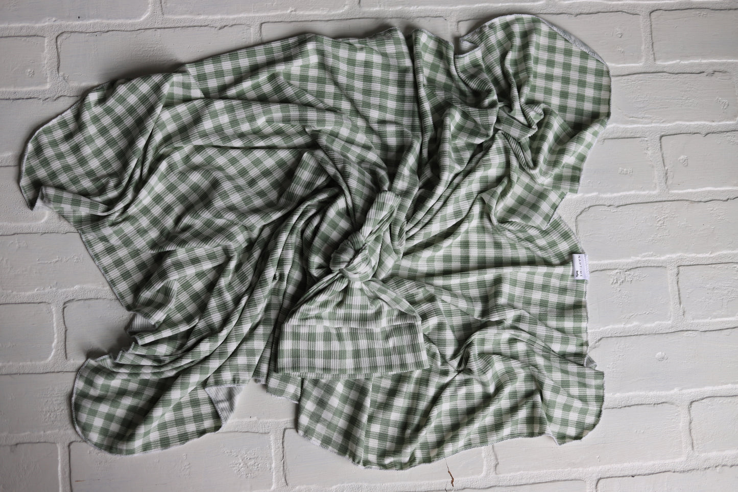 Green Gingham Hat/Swaddle Set