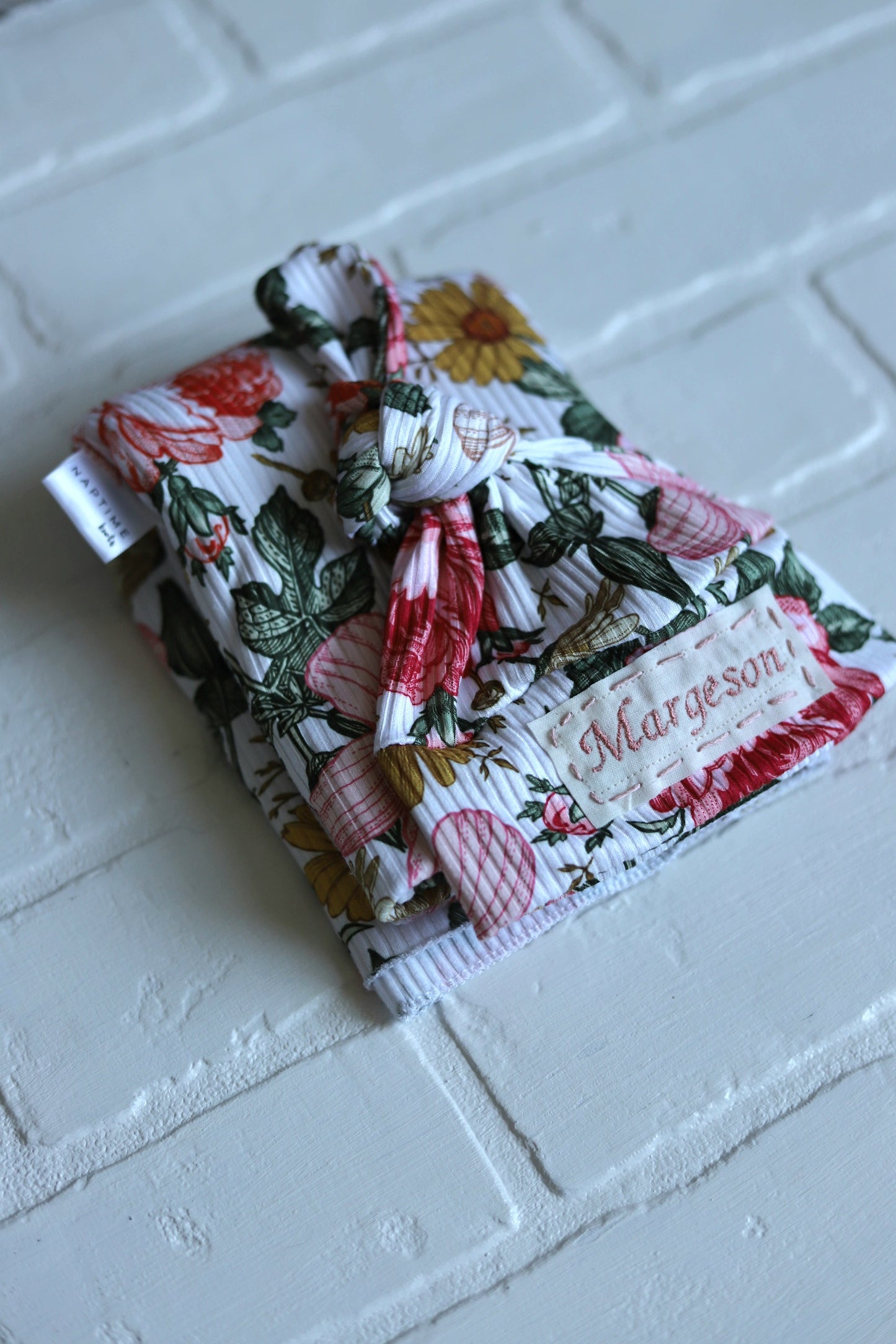 Natalie Floral Ribbed Newborn Hat/Swaddle Set