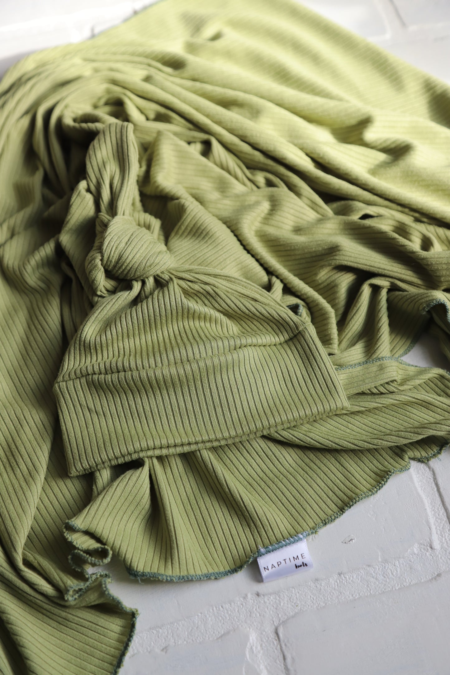 Green Apple Ribbed Hat/Swaddle Set