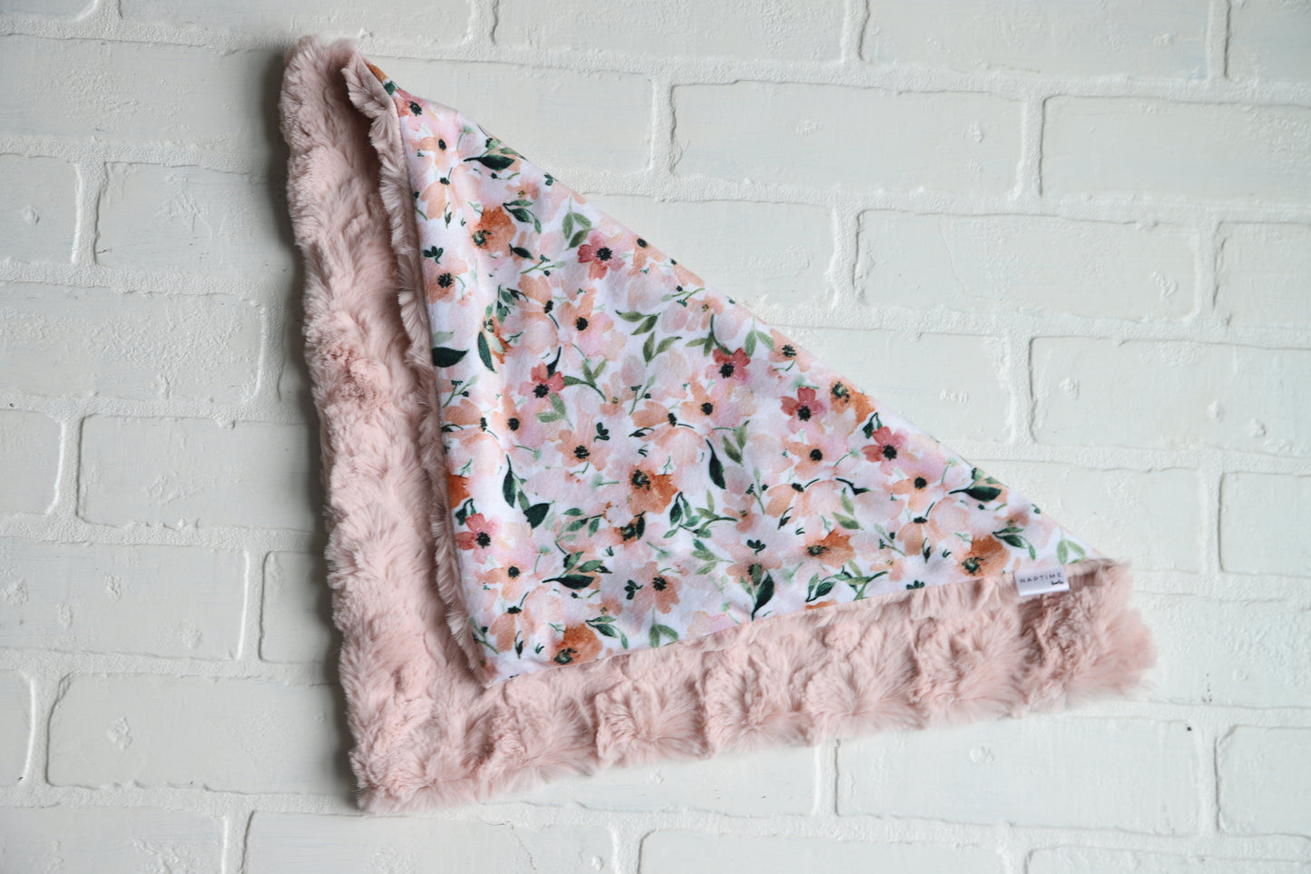 Sugared Peach Watercolor Floral  Lovey Blanket