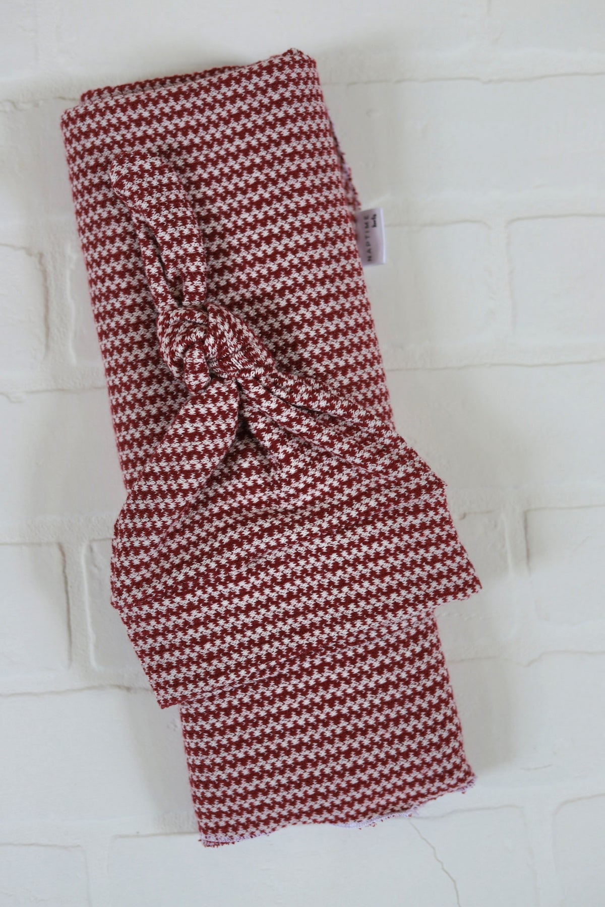 Maroon Houndstooth Hat/Swaddle Set