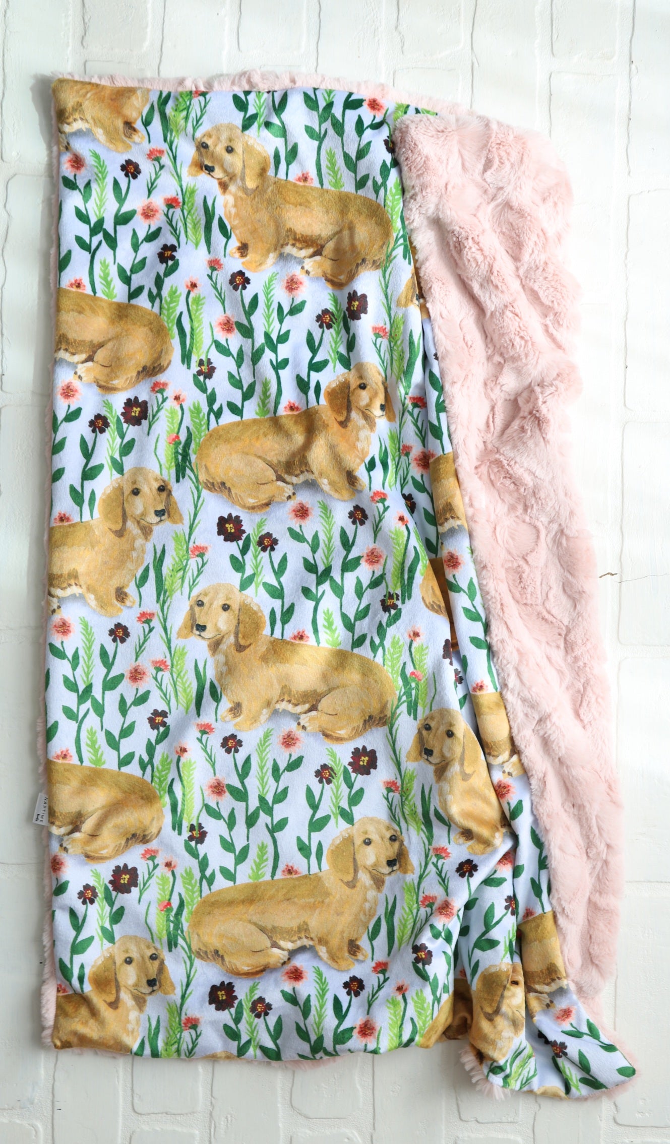 Floral Dachshund XL Lovey Blanket (larger size)