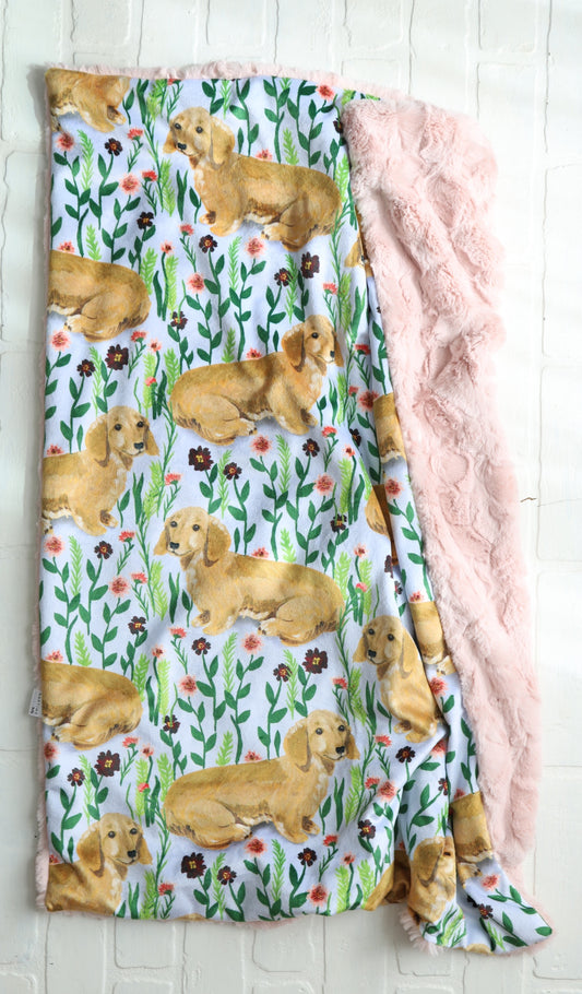 Floral Dachshund XL Lovey Blanket (larger size)