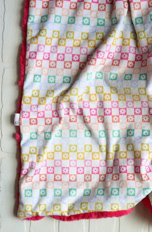 Flower Checkered Groovy XL Lovey (larger size)