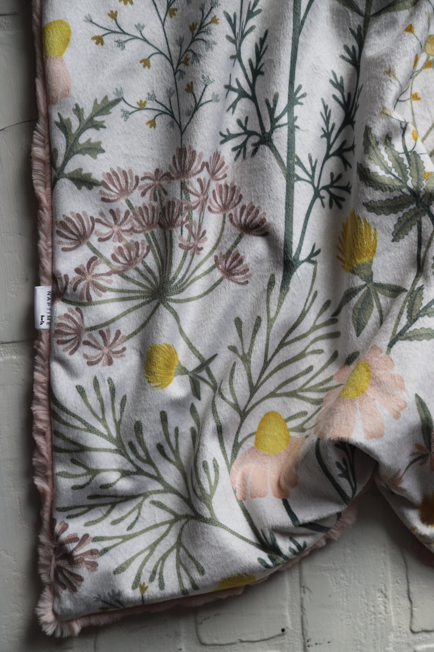 Pink Floral Botanical Weeds XL Lovey Blanket (larger size)
