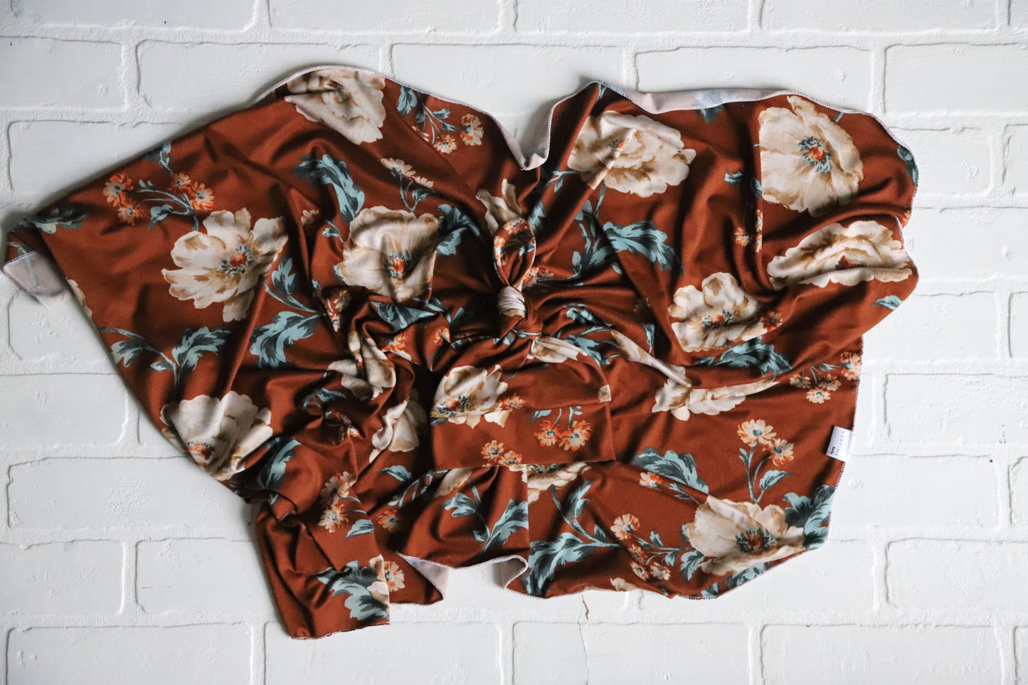 Brielle Brown Floral Hat/Swaddle Set