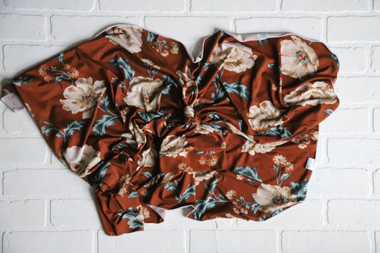 Brielle Brown Floral Hat/Swaddle Set
