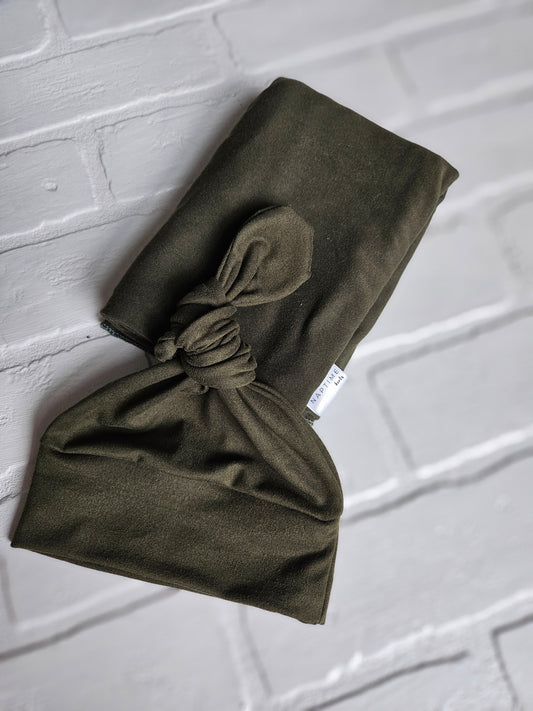 Olive Swaddle and Newborn Hat | Baby Girl