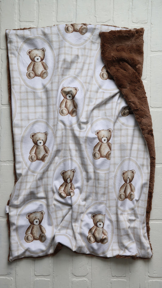Teddy Bear Checkered XL Lovey Blanket (larger size)