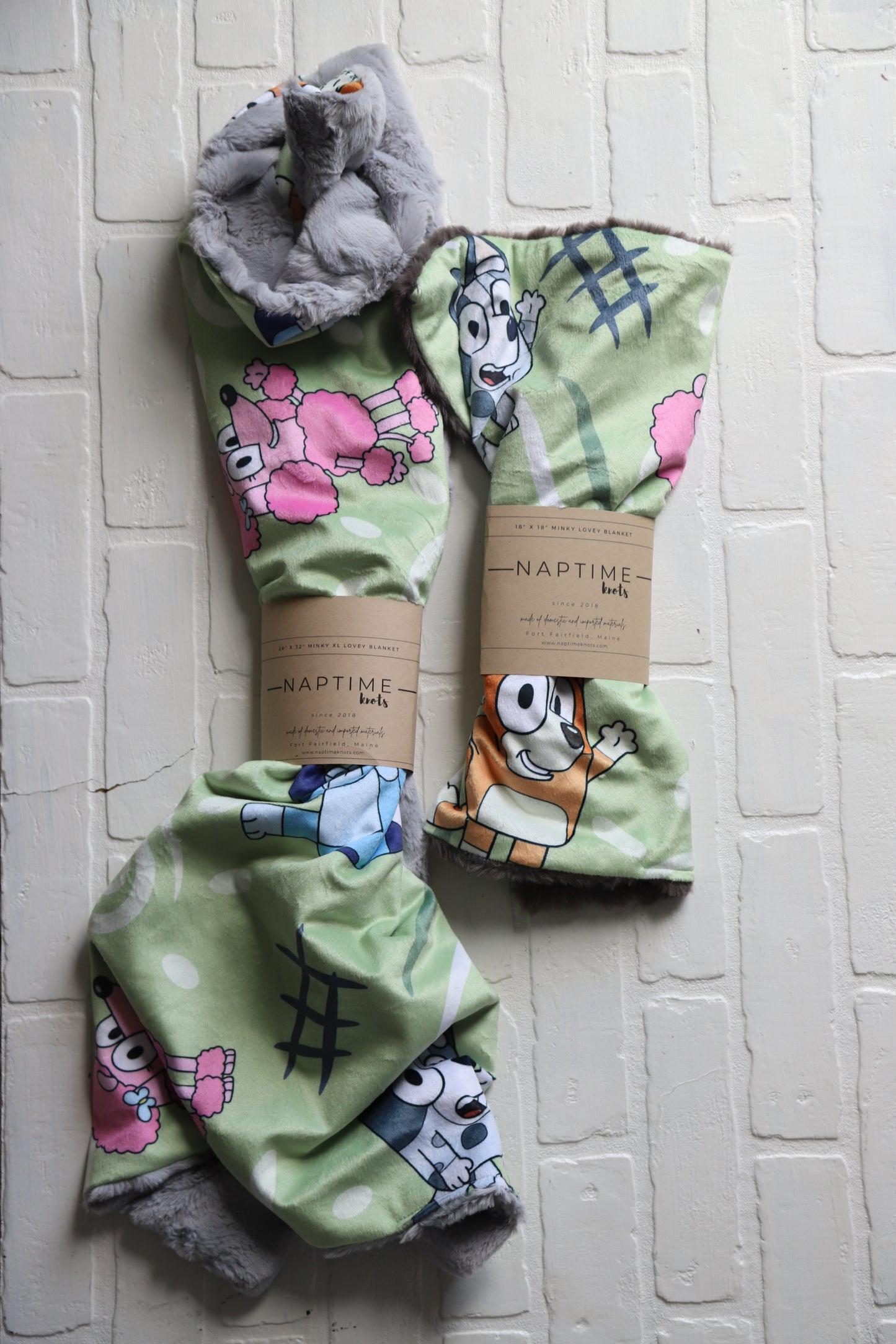 Bluey, Bingo, Muffin + Coco XL Lovey Blanket (larger size)