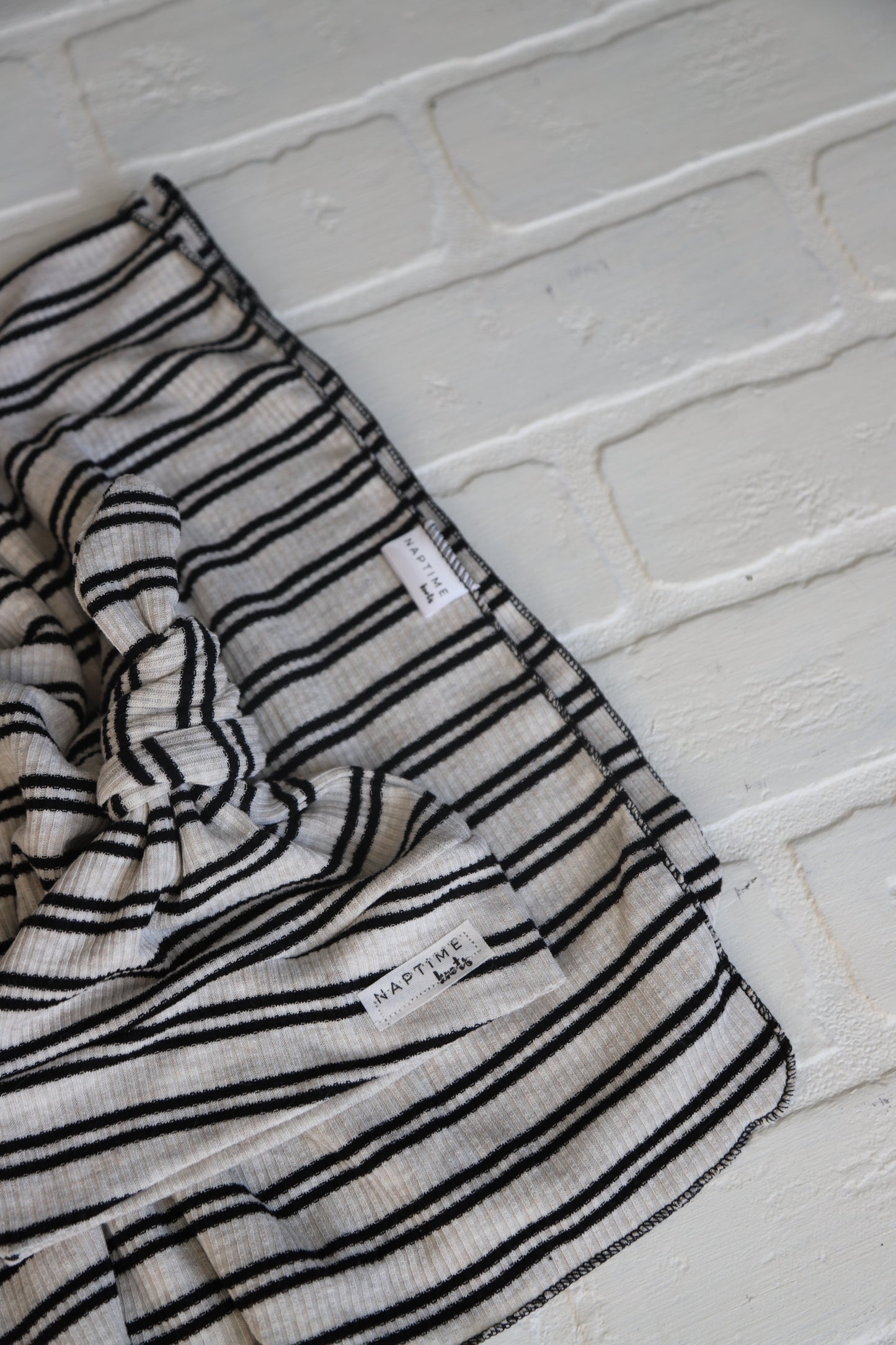 Black and Cream Double Stripe Hat/Swaddle Set