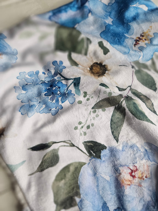 Blue Floral Lovey Blanket