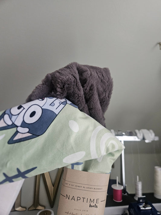 Bluey, Bingo, Muffin + Coco XL Lovey Blanket (larger size)