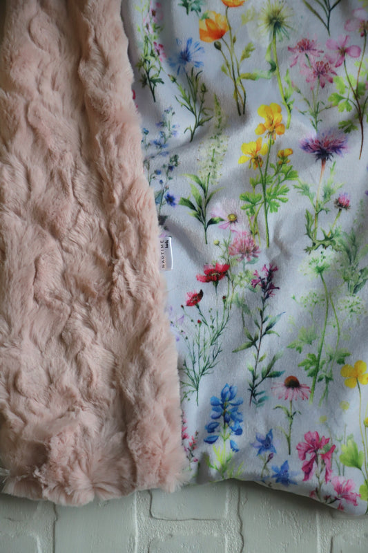 Wildflowers on  Grey BackgroundXL Lovey Blanket (larger size)