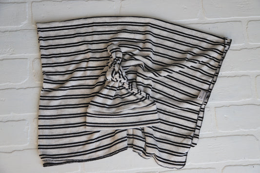 Black and Cream Double Stripe Hat/Swaddle Set