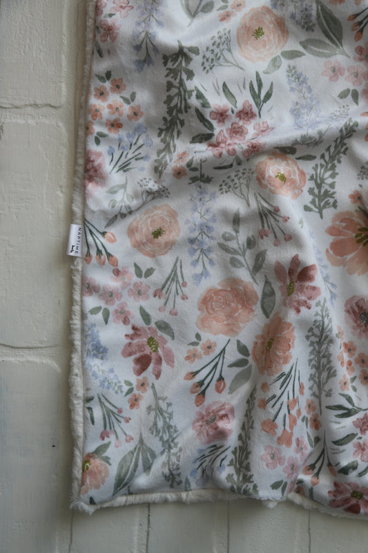 Pink Cottage Floral XL Lovey Blanket (larger size)